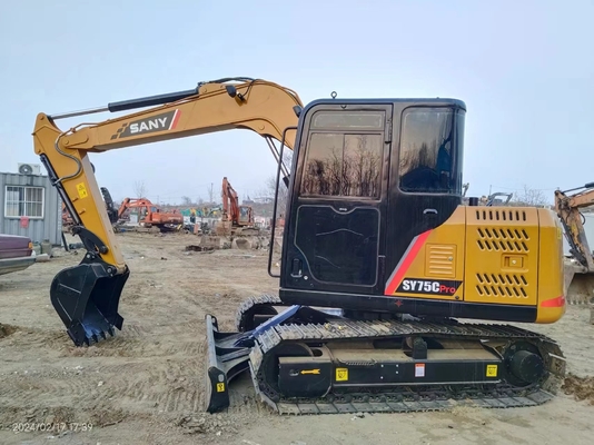 7 Tonnen verwendeter Sany SY75C Hydraulischer Bagger mit 0,12 ~ 0,32 m3 Eimerkapazität