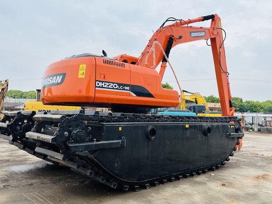 Doosan Gebraucht-Amphibienbagger DH220LC-9E mit 1 m3 Flussreinigungsmaschine Langstrecken-Boom Second-Hand-Bagger